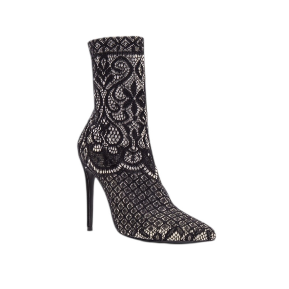 Steve Madden Revolve Lovely Dress Boots Black Lace Ankle Boots - Picture 2 of 7